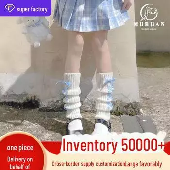 Клетчатые носки с бантом и повязками - белые, в стиле субкультуры Y2K, в стиле студентов. Middle tube core-spun silk, One Size белый