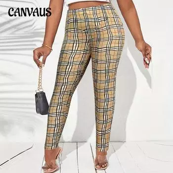 Клетчатые обтягивающие эластичные брюки-карандаш с маленькими ножками для женщин, новые осенние продукты в клетку 1XL