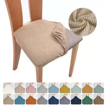 Клетчатые жаккардовые чехлы на сиденья для стульев, эластичные толстые эластичные чехлы на обеденные стулья, моющиеся чехлы на стулья, чехол для сидений для кухни и дома 1 Piece