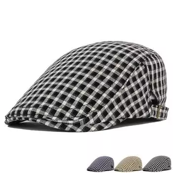 Клетчатый берет, женский легкий весенне-летний мужской кепка вперед, уличная солнцезащитная кепка, шляпа художника Гэтсби чёрный