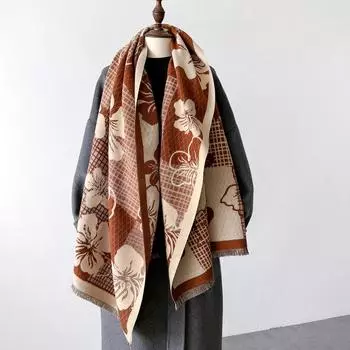 Клетчатый цветочный шарф кашемировые зимние шали и палантины женские толстые теплые Bufanda Mujer пончо палантины пашмина