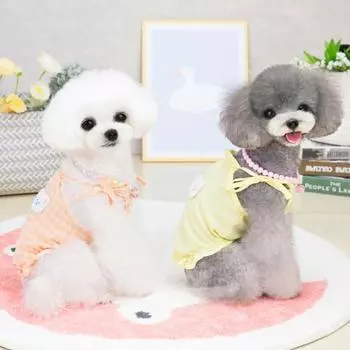 Клетчатый камзол для домашних животных, удобный весенне-летний жилет с вышивкой медведя для собак, щенков, рубашка для L жёлтый