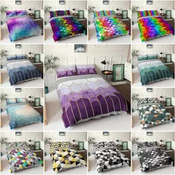 Клетчатый комплект пододеяльников Doona со звездным небом, пододеяльник, наволочки, двойная королева, король Single 135x200cm