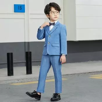 Клетчатый костюм для мальчиков, детское платье для выступлений, комплект из пяти предметов 100