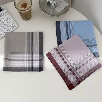 Клетчатый Мягкий Китайский Древний Стиль Мужской Среднего и Пожилого Возраста Тонкий Носовой Платок Хлопок Впитывающее Пот Полотенце Чистый Хлопок Ретро Носовой Платок ON#(3)_pure cotton(About 39cm * 39cm)
