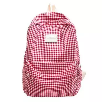 Клетчатый рюкзак Кампус Студенческий Школьный рюкзак Нейлоновый Рюкзак большой вместимости Small красный