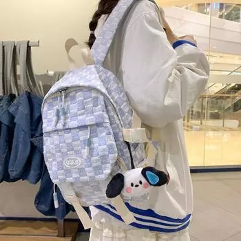 Клетчатый рюкзак Студенческий класс Школьный рюкзак Кампус Симпатичный рюкзак жёлтый