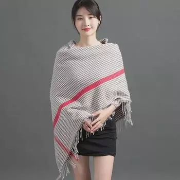 Клетчатый шарф-шаль Lijiang в этническом стиле — большой, теплый и толстый для женщин — идеально подходит для осенних и зимних путешествий 140x140 cm
