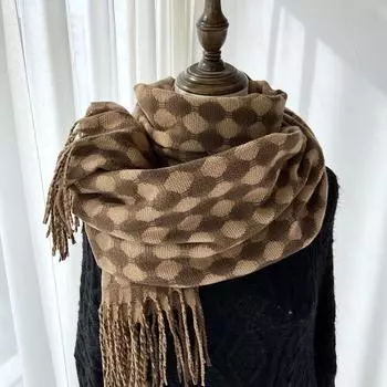 Клетчатый шарф женский зимний новый универсальный ретро-темпераментный шарф, имитация кашемира, студенческая теплая шаль двойного назначения 180*70cm