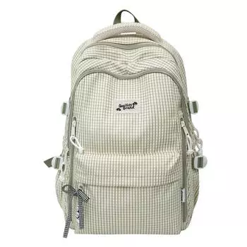 Клетчатый школьный женский рюкзак, легкий, большой емкости, женский рюкзак зелёный