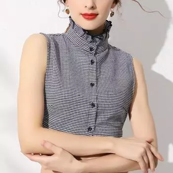 Клетчатый воротник-стойка с накладным воротником, поддельный воротник для женщин, съемный поддельный воротник рубашки, отворот, съемный воротник, женская одежда, шейный платок