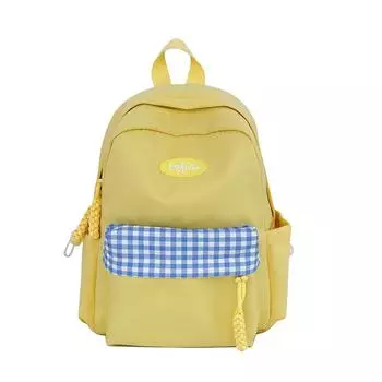 Клетчатый женский дорожный маленький рюкзак легкий студенческий школьный рюкзак жёлтый