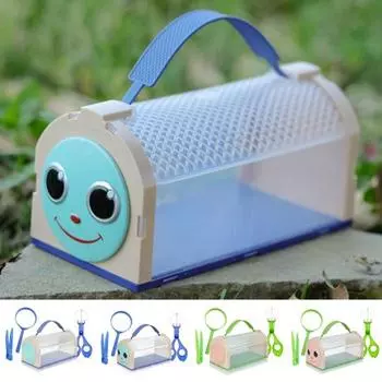 Клетка для бабочек, интересная стабильная, прозрачная, портативная, для природных исследований, для хранения сил, клетка для бабочек с мультяшным дизайном, уличная Buttefly синий