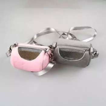 Клетка для домашних животных Сумка-переноска для хомяка Портативный цилиндрический ранец Летяга Дорожный дышащий сетчатый мешок для морских свинок Переноска для животных розовый