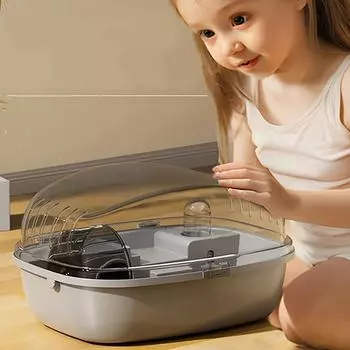 Клетка для хомяка, беговая игрушка для катания на роликах, прозрачный замок, забавный дом, подходит для мышей, хомяков, морских свинок, мелких животных, аксессуары 35.5x27.5x20cm розовый