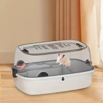 Клетка для хомяка Habitat с открывающейся верхней вентиляцией, прозрачная, дышащая, акриловая, для маленьких животных Gray Basic model