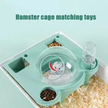 Клетка для хомяка, капсула для жизненного пространства для мелких животных с бутылкой для воды, аксессуары для домашних животных для хомяков, ежей, мышей, морских свинок оранжевый
