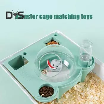 Клетка для хомяка, капсула для жизненного пространства для мелких животных с бутылкой для воды, аксессуары для домашних животных для хомяков, ежей, мышей, морских свинок оранжевый