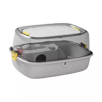 Клетка для хомяка, клетка для мелких животных с открывающимся верхом, прозрачный домик для песчанок, крыс, ежа, сахарного летающего кролика серый