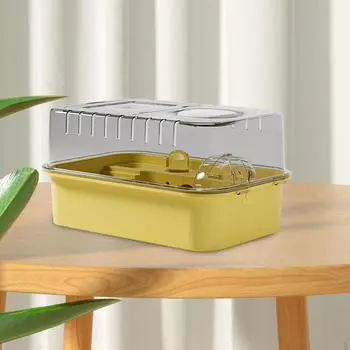 Клетка для хомяка, прозрачная вентиляция, открывающийся верх, переносной домик для маленьких животных для кролика жёлтый