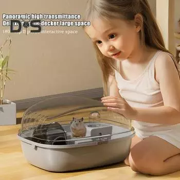 Клетка для хомяка, съемный домик для хомяка, панорамный вид на 360 градусов, клетка для мелких животных, ящик для разведения домашних животных для хомяков, ежей, шиншилл жёлтый