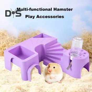 Клетка для хомяков, жилое игровое пространство для мелких животных с бутылкой с водой, аксессуар для домашних животных без запаха, хомяков, ежей, шиншилл фиолетовый