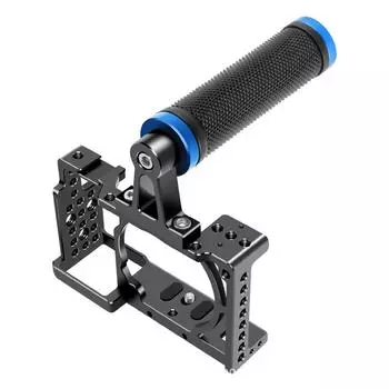 Клетка для камеры, алюминиевый сплав, видеоклетка с верхней ручкой, крепление «холодный башмак» 1/4 дюйма и 3/8 дюйма синий