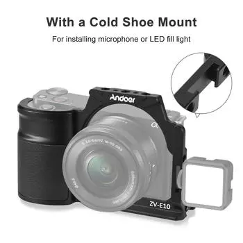 Клетка для камеры Andoer из алюминиевого сплава с креплениями для холодного башмака и многочисленными резьбами 1/4 дюйма чёрный