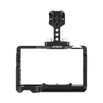 Клетка для камеры Andoer + комплект верхней ручки Видеоклетка для камеры из алюминиевого сплава с многочисленными креплениями для холодной обуви Camera Cage Only