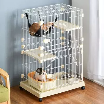 Клетка для кошек Tansu no Gen, 2 яруса, ширина 69 x глубина 48 x высота 106 см, компактный гамак с роликами, потолочная дверь для клетки для кошек 52800007 (87054)