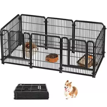 Клетка для побега в туалет Areden Pet Pet Dog Circle Easy to Free для маленьких, средних и больших домашних животных для использования в помещении и на улице, с дверцами, серебристый, 8 кругов, ограждение,