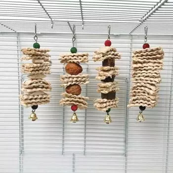 Клетка для попугая, игрушка, богатое питание, устойчивая к укусам, экологически чистая натуральная кукурузная шелуха, жевательный шампур для травы A