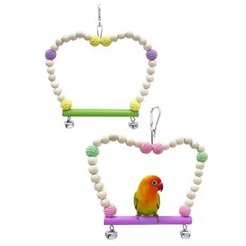 Клетка для птиц, насест, деревянная жердочка, качели, жевательные игрушки, качели в форме сердца для попугая, гамак для попугая, аксессуары для клетки для попугая, товары для животных