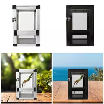 Клетка для рептилий Террариум Загон для домашних животных Резервуар для рептилий Прочный Простое кормление Вентиляция 360° Наблюдение за лягушкой Бородатая агама