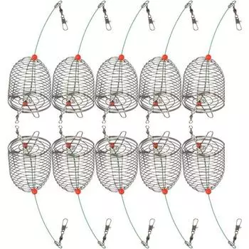 Клетка для рыболовной наживки, рыболовная клетка из нержавеющей стали, корзина для подачи, подставка для ловушки для окуня Large