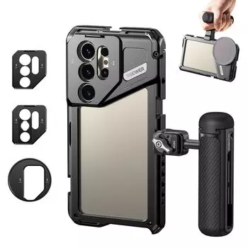 Клетка для смартфона NEEWER S24 Ultra с боковым фильтром, задняя крышка объектива, ткань для крепления объектива, видеофиксатор, стабилизатор для смартфона, совместимый с объективами серии Galaxy Moment T