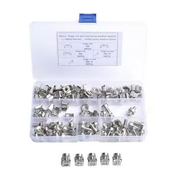 Клетка и зажимы - 50 с винтами, комплект, монтажные шайбы, квадратная стойка - M6X16, набор гаек