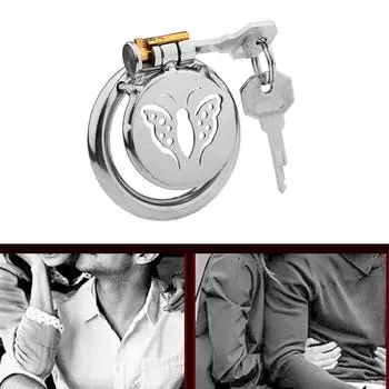 Клетка верности из нержавеющей стали, устройство верности в виде бабочки, плоский пояс верности с катетером-расширителем, мужская игровая секс-игрушка 50