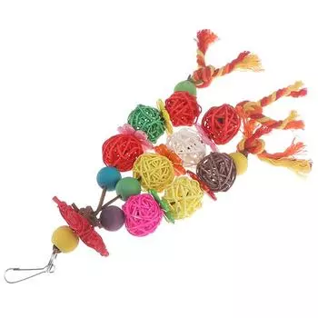 Клетка волнистый попугайчик красочные стоячие ротанговые качели птица кусает играющего питомца попугая жевательная игрушка