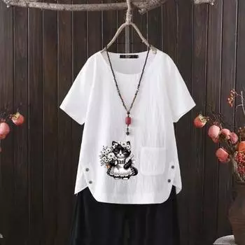 Клиент с наивысшим рейтингом: Новая футболка с принтом и V-образным вырезом (Евро-американский хлопок, лето) S белый