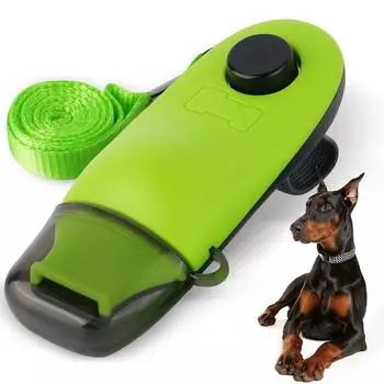 Кликер-свисток для дрессировки собак 2 в 1, пылезащитный чехол для дрессировки домашних собак, отзыв для контроля лая, коррекция поведения, товары для домашних животных на открытом воздухе зелёный