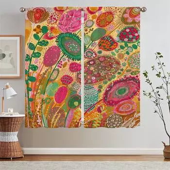 Климатический фестиваль кухонные шторы для камеры роскошные шторы для гостиной на распродаже щупальца завитки тюль в кухонной шторе W50xH70cmx2pcs-CL