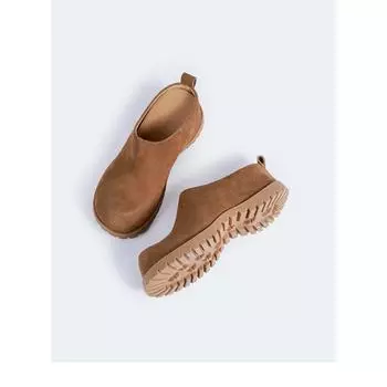 Клиновидный каблук маффин большая голова в педальной сумке голова тапочки весна новый ленивый толстая подошва половина тапочек женщины 35