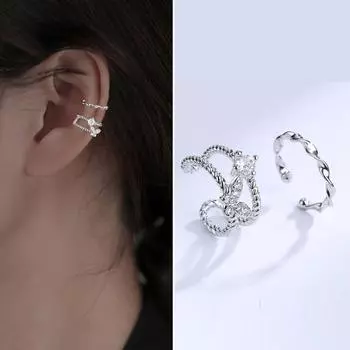 Клип, непирсинг, блестящий визуальный эффект, универсальные ушные манжеты, женские ювелирные серьги-бабочки B