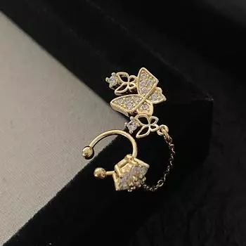 Клипса-бабочка для ушной косточки, ушная клипса без отверстия для уха, женский Douyin, тот же осенне-зимний элитный смысл, персонализированные изысканные серьги