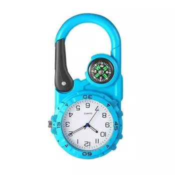 клипса часы карабин часы карабин часы компас водонепроницаемый: аналоговый дисплей часы-брелок кварцевые часы клипса карманные часы для улицы синие -