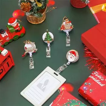 Клипса для бейджа «Доктор Снеговик» Держатель рождественского бейджа Держатель именной карты Выдвижная катушка для бейджа tree