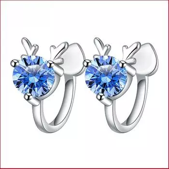 Клипса для ушей Fairy Forest Zircon для женщин — прокол не требуется pair синий