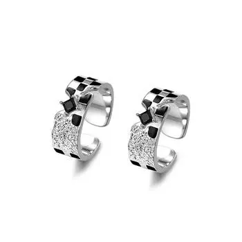Клипса для ушей Lava с нерегулярным шахматным узором, черная квадратная дрель, маленькое персонализированное украшение для ушей