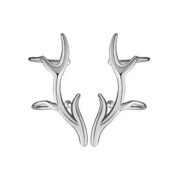 Клипсы для ушей из рогов оленя, без пирсинга ушей, простые серьги, холодный ветер, клипсы для ушей из рогов лося, рождественские подарки для женщин-подруг Bronze (White Gold)